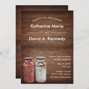 Invitation Mariage campagnard de canettes de lait Rustique Vi