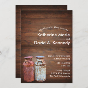 Invitation Mariage campagnard de canettes de lait Rustique Vi