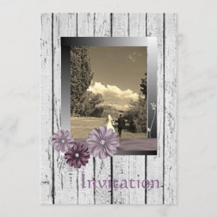 Invitation Mariage campagnard de marguerite en bois blanc Bar