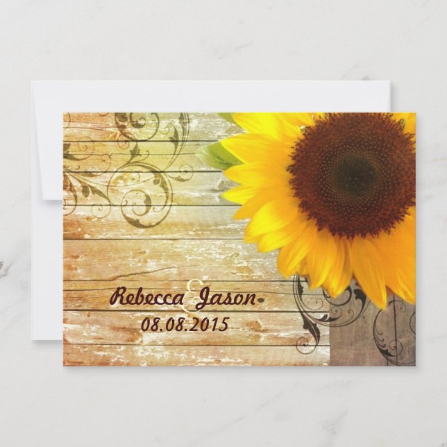 Invitation mariage campagnard de mariage de tournesol de (Devant)