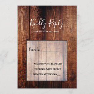 Invitation Mariage campagnard de script rustique en bois de g