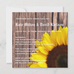 Invitation Mariage campagnard de tournesol jaune r