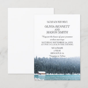 Invitation Mariage campagnard de Winter Rocky Mountain Lake