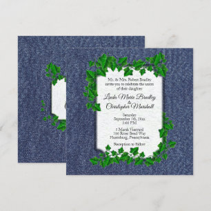 Invitation Mariage campagnard Denim 5,25 po x 5,25