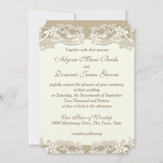Invitation Mariage campagnard élégant (Devant)
