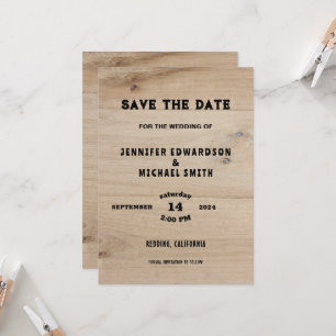 Invitation Mariage campagnard en bois de grange rustique Enre