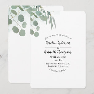 Invitation Mariage Campagnard Eucalyptus Minimaliste Chic Vég