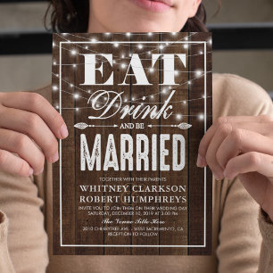 Invitation Mariage Campagnard Manger Boire & se Marier