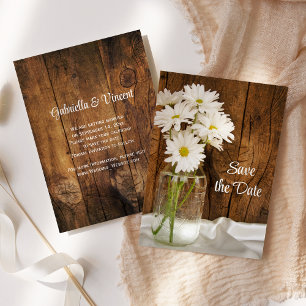 Invitation Mariage campagnard Mason Jar Daisies Enregistrer l
