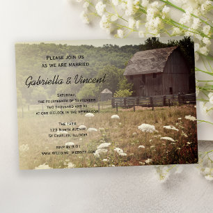 Invitation Mariage campagnard patiné