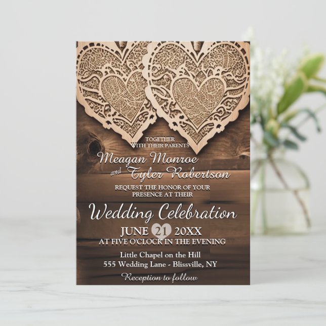 Invitation Mariage campagnard rustique (Debout devant)