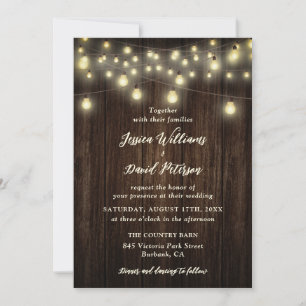 Invitation Mariage campagnard Rustique à cordes de bois