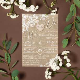 Invitation Mariage campagnard Rustique Burlap Et Dentelle