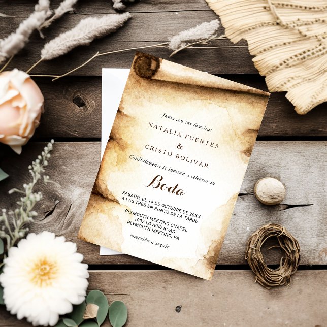Invitation Mariage campagnard rustique de défilement papier (Créateur téléchargé)