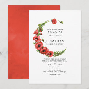 Invitation Mariage campagnard rustique du coquelet rouge Aqua