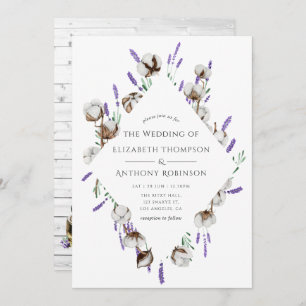 Invitation Mariage campagnard rustique en Aquarelle de coton 
