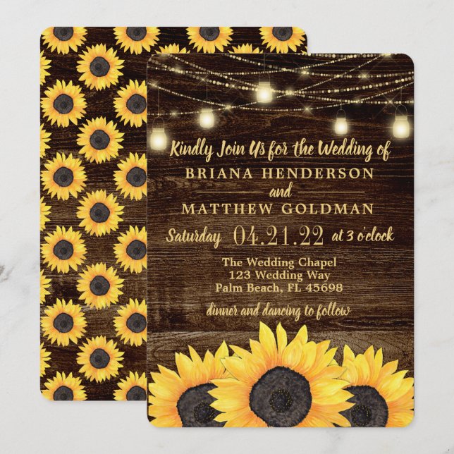 Invitation Mariage campagnard rustique Mason Jar Lights Invit (Devant / Derrière)