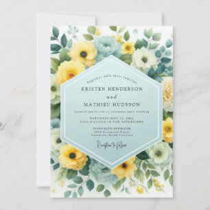 Invitation Mariage Canari Fleur Poudre Bleue