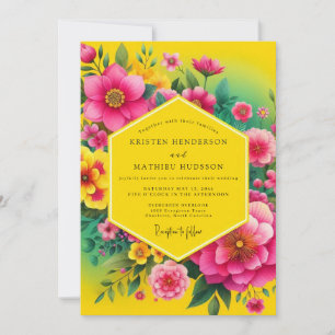 Invitation Mariage Canari Fuchsia Flore