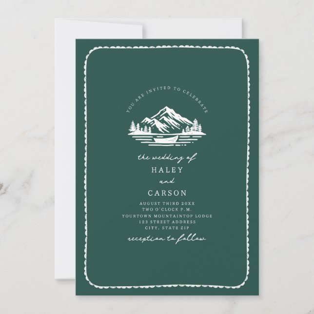 Invitation Mariage canoë Mountain Lake (Devant)