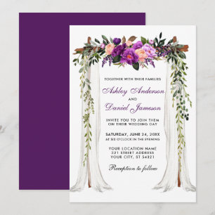 Invitation Mariage Canopy Aquarelle Purple Floral