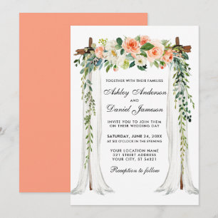 Invitation Mariage Canopy Arch Aquarelle Coral Floral
