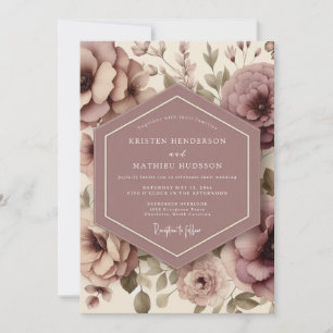 Invitation Mariage Caprice Fleur de Rose Poussiéreuse