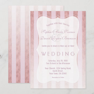 Invitation Mariage Caprice Rose Pâle et Or avec Rayures