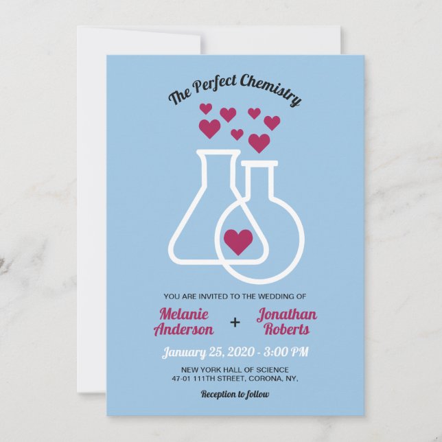 Invitation Mariage cardiaque de chimie moderne (Devant)