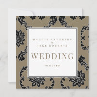 Mariage Carré Black & Gold Damask