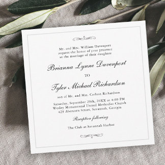 Invitation Mariage Carré classique simple Elegance
