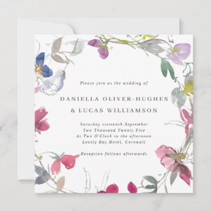 Invitation Mariage Carré de courge pourpre et rose