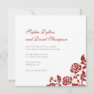 Invitation Mariage Carré de dentelle rouge de Crimson classiq