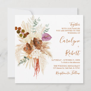 Invitation Mariage Carré en herbe Burange Bohemian Pampas