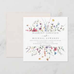 Invitation Mariage Carré Fleur sauvage moderne