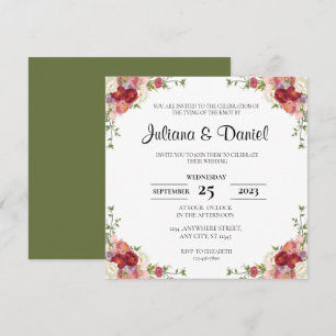 Invitation Mariage Carré floral rustique