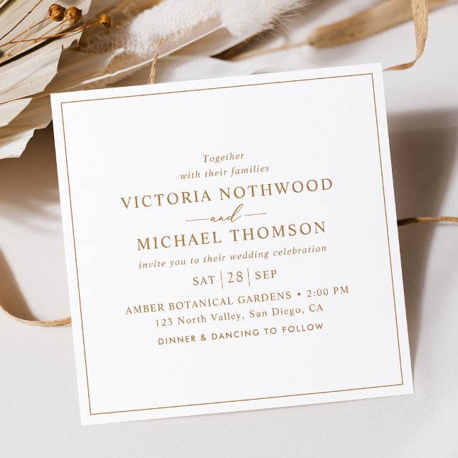 Invitation Mariage Carré minimum Gold Script (Créateur téléchargé)