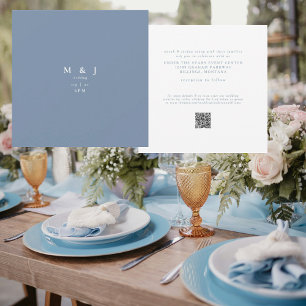 Invitation Mariage Carré Moderne Élégant et Simple Pervenche