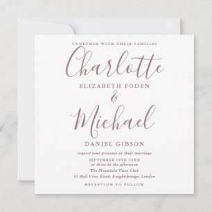 Invitation Mariage Carré photo Mauve Signature