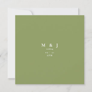 Invitation Mariage Carré vert moss élégant et simple
