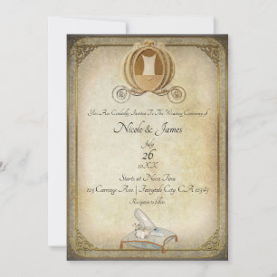Invitation Mariage Carrosse et Pantoufle de Cendrillon Vintag