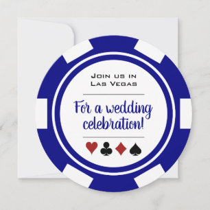 Invitation Mariage Casino Chip Bleu Et Blanc