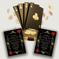 Mariage Casino Vegas Poker Art Déco Noir Or