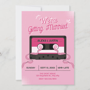 Invitation Mariage cassette musicale rose