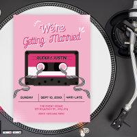 Mariage cassette musique rose