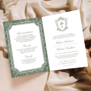 Invitation Mariage catholique avec code QR de couleur vert sa