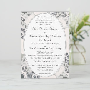 Invitation Mariage catholique Champagne Pink Lace