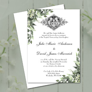 Invitation Mariage catholique classique élégant religieux
