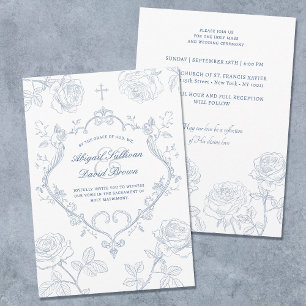 Invitation Mariage Catholique Crête Bleue des Roses