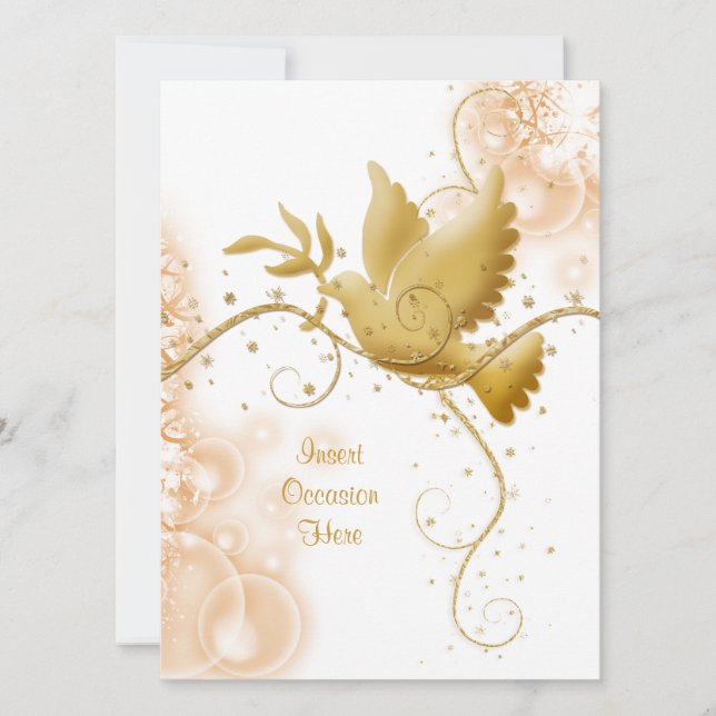 Invitation Mariage catholique Dove n swirls (Devant)